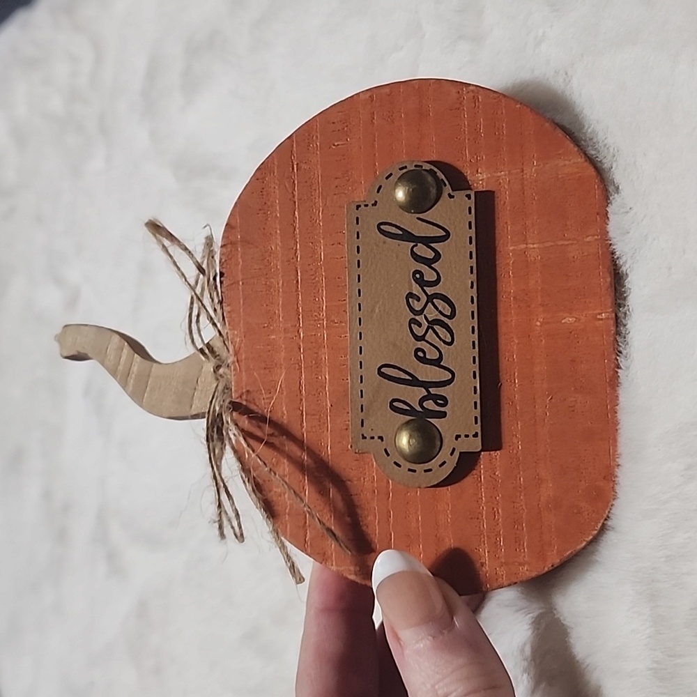 WOODEN  PUMPKIN 🎃  DECORATIVE  -- BLESSED.